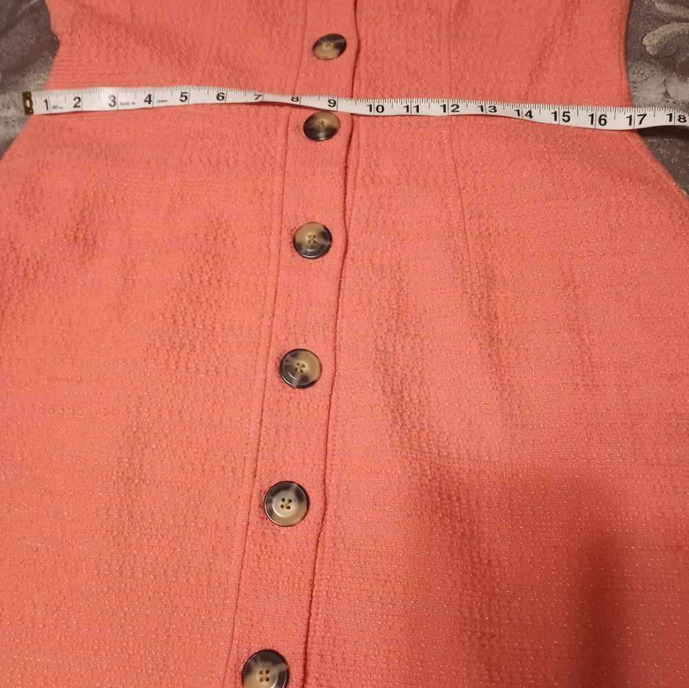 Gal Meets Glam Women S. 12.Tweed Button Front CoralSalmón. Short Sleeve Dress - Picture 13 of 15